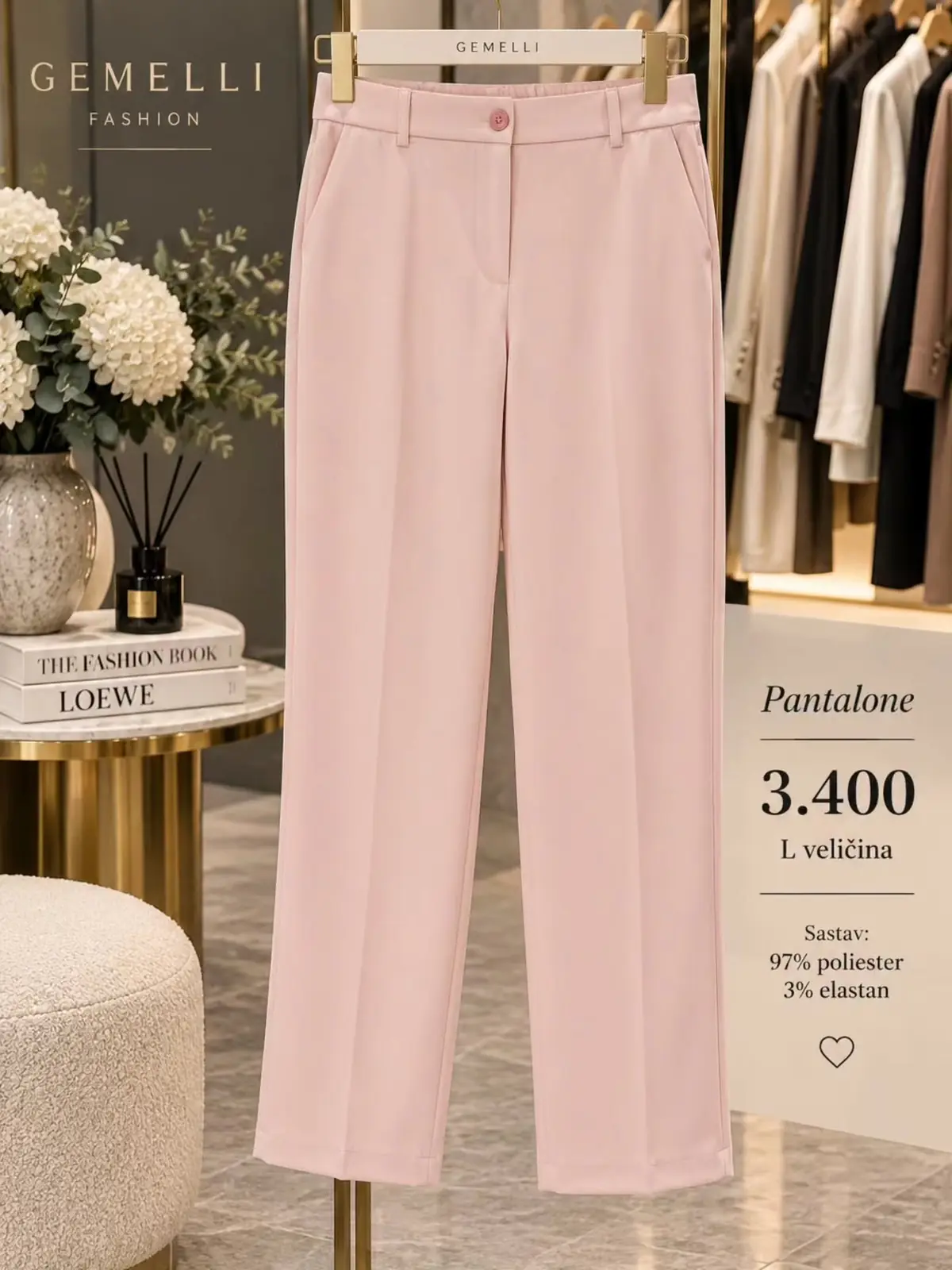 Pantalone ravnog kroja, roze