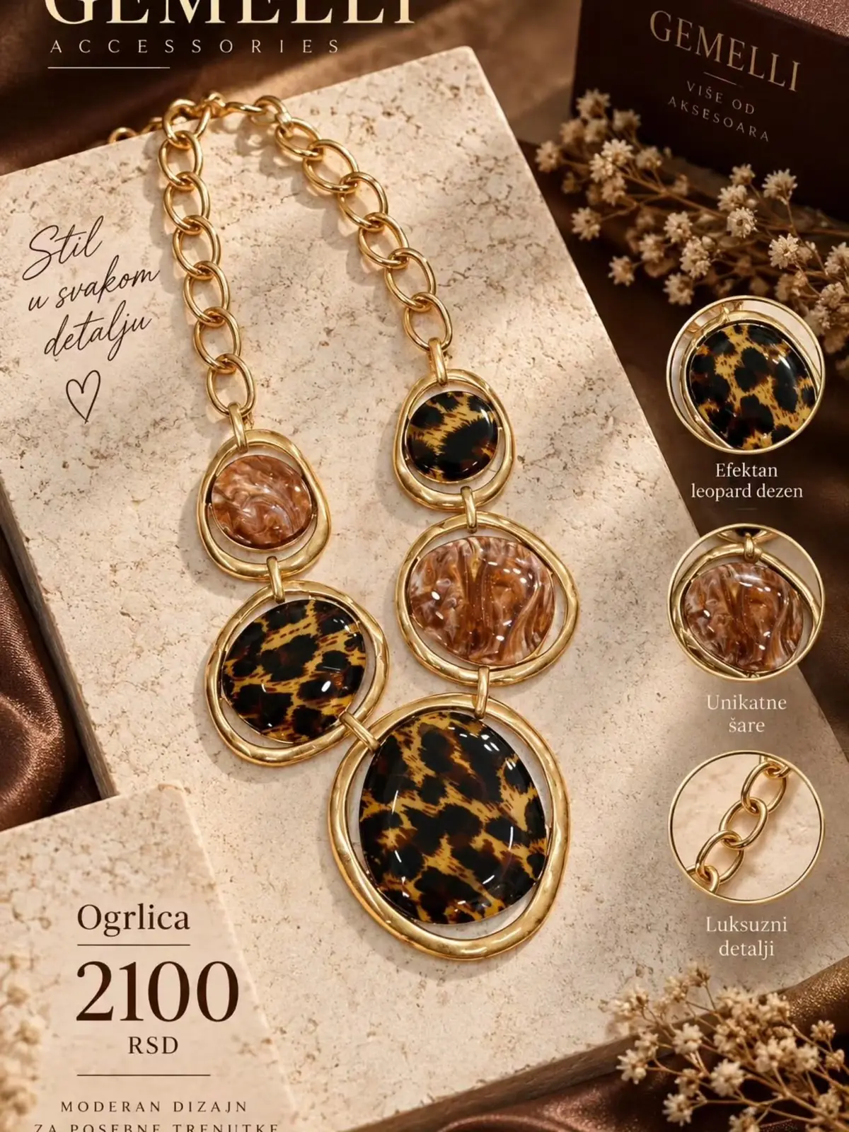 Ogrlica sa leopard medaljonima