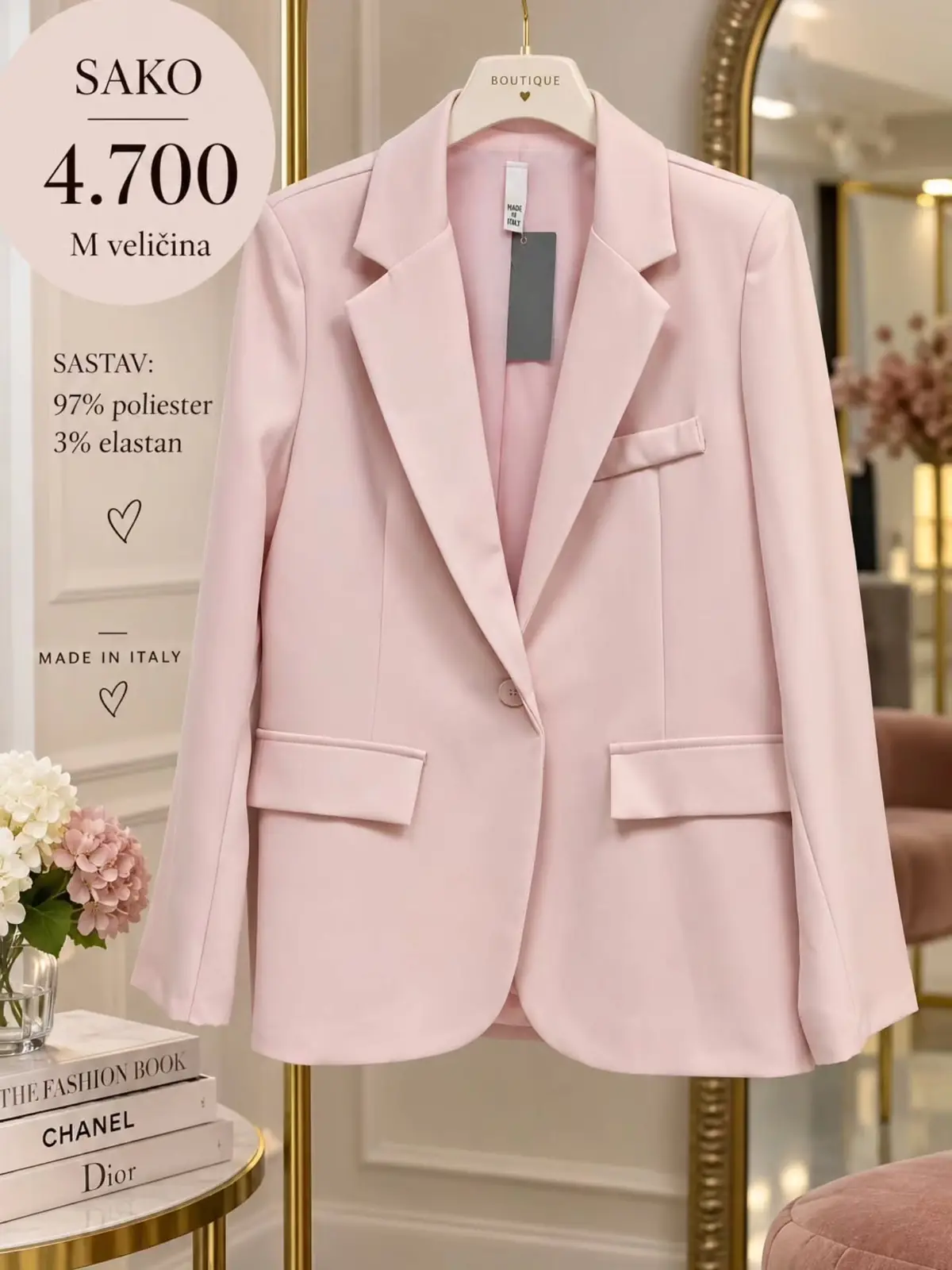 Sako sa jednim dugmetom, roze